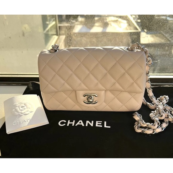Chanel 21 Rectangular Mini Classic Flap, Light Purple Pink, Mauve Puce RARE - Picture 11 of 16